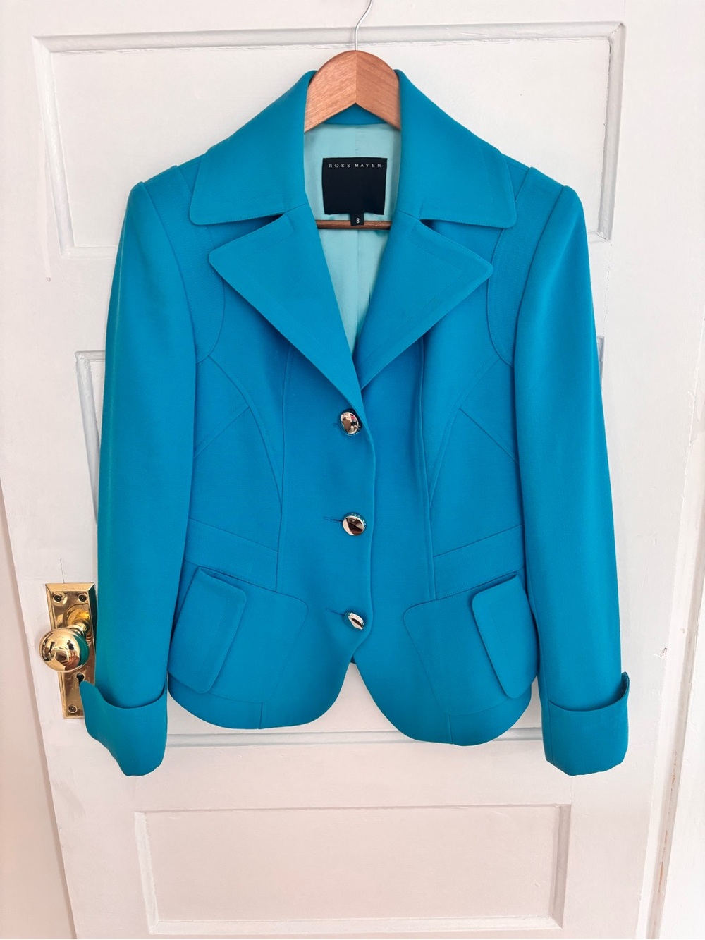 Ross Mayer Teal Wool Blend Blazer - Size 8